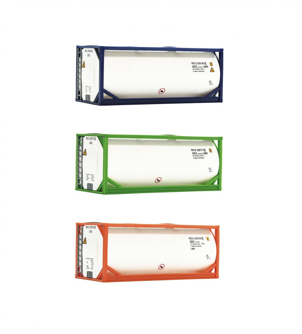 3 piece set: Tank container, HO, Roco 05216