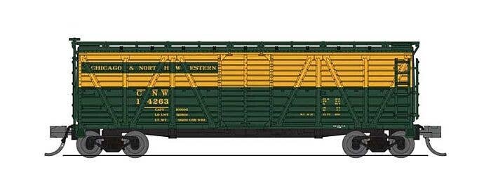 PRR K7 Stock Car with Mule Sounds - Ready to Run -- Chicago & North Western 14465 (yellow, green), N, Broadway Limited Imports 8