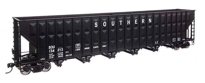 73′ Greenville 7,000 Cubic Foot Wood Chip Hopper - Ready to Run -- Southern Railway 134213 (bla, HO, WalthersMainline 56372