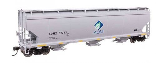 60′ NSC 5150 3-Bay Covered Hopper - Ready to Run -- Archer-Daniels-Midland 52343, HO, WalthersMainline 7739