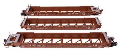NSC Articulated 3-Unit 53′ Well Car - Ready-to-Run -- Canadian National GTW 676037, HO, WalthersMainline 55821