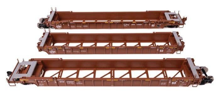 NSC Articulated 3-Unit 53′ Well Car - Ready-to-Run -- Canadian National GTW 676037, HO, WalthersMainline 55821