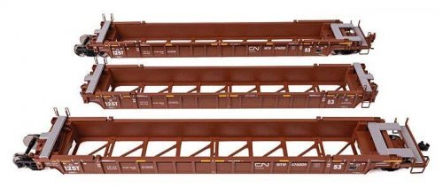 NSC Articulated 3-Unit 53′ Well Car - Ready-to-Run -- Canadian National GTW 676008, HO, WalthersMainline 55820