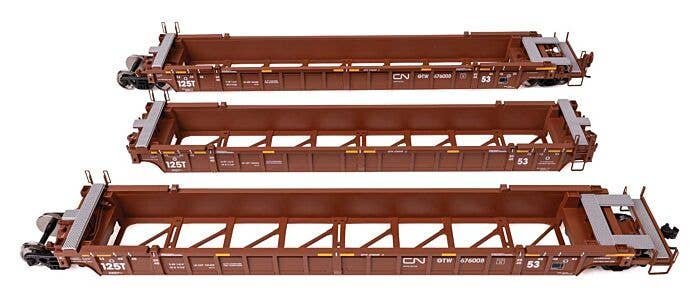 NSC Articulated 3-Unit 53′ Well Car - Ready-to-Run -- Canadian National GTW 676008, HO, WalthersMainline 55820
