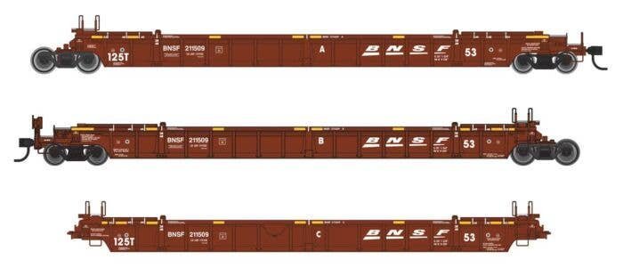 NSC Articulated 3-Unit 53′ Well Car - Ready-to-Run -- BNSF Railway 211509, HO, WalthersMainline 55817