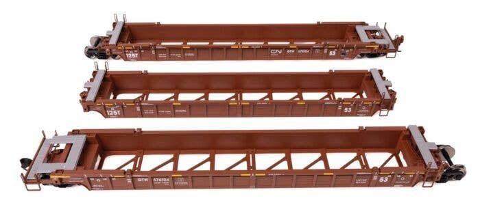 NSC Articulated 3-Unit 53′ Well Car - Ready-to-Run -- Canadian National GTW 676104, HO, WalthersMainline 55822