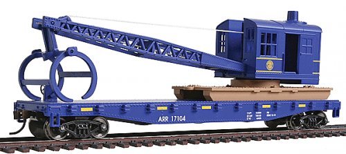 Flatcar with Logging Crane - Ready to Run -- Alaska Railroad (blue), HO, WalthersTrainline 1780