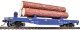 Log Dump Car with 3 Logs - Ready to Run -- Alaska Railroad 17102 (blue, yellow Conspicuity Mark, HO, WalthersTrainline 1770