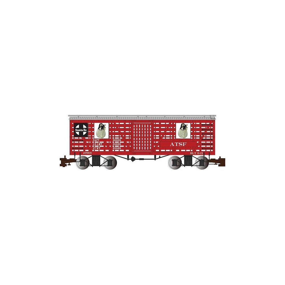 Animated Stock Car with Horses - Ready to Run -- Atchison, Topeka & Santa Fe, G, Bachmann Industries 98707