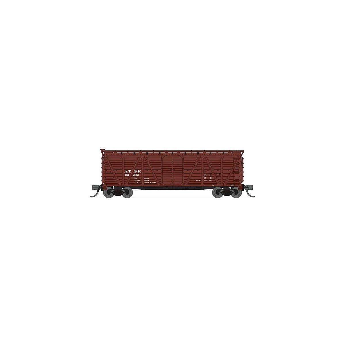 PRR K7 Stock Car with Cattle Sounds - Ready to Run -- Santa Fe 52232 (Boxcar Red), N, Broadway Limited Imports 8450