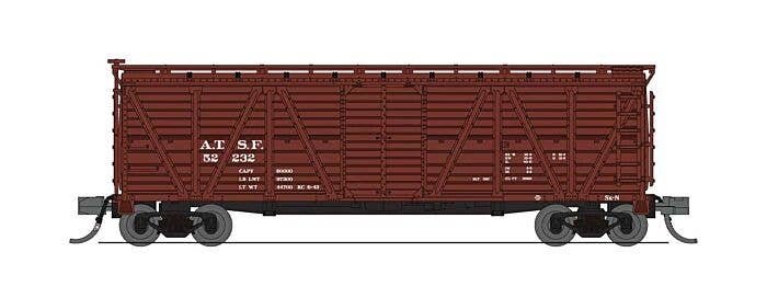 PRR K7 Stock Car with Cattle Sounds - Ready to Run -- Santa Fe 52232 (Boxcar Red), N, Broadway Limited Imports 8450