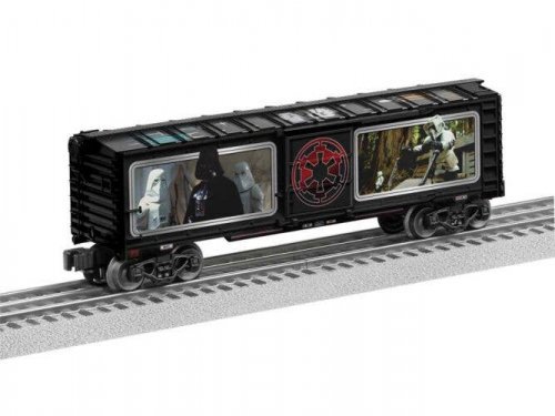 Steel Boxcar - 3-Rail - Ready to Run -- Star Wars(TM) Storm Troopers (black, Full-Color Sides), O, Lionel 2528250