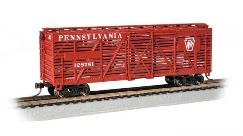 40′ Stock Car - Ready to Run - Silver Series(R) -- Pennsylvania Railroad 128781 (Tuscan), HO, Bachmann Industries 18515