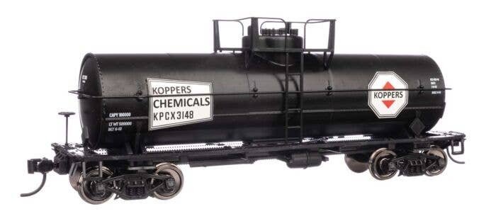 36′ 10,000-Gallon Insulated Tank Car w/Large Dome, Bolted Jacket - Ready to -- Koppers Chemicals KPCX 3148, HO, WalthersMainli