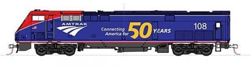 GE P42 Genesis - LokSound & DCC -- Amtrak 108 (50th Anniversary Phase VI, blue, red), HO, Kato USA Inc 376115LS
