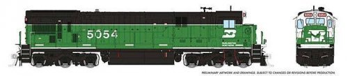 GE C36-7 - Sound and DCC -- Burlington Northern 5054 (Whiteface Scheme, Stripe Cascade Green, , HO, Rapido Trains Inc 42602