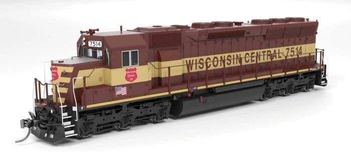 EMD SD45 - Sound and DCC - Paragon4(TM) -- Wisconsin Central 7514 (maroon, gold), HO, Broadway Limited Imports 9825