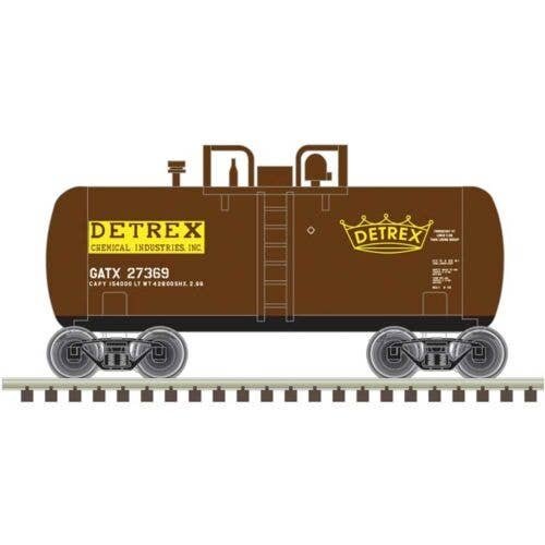 28′ Beer Can Shorty Tank Car - Ready to Run -- Detrex GATX 27369 (black, yellow, white), N, Trainman 50006874