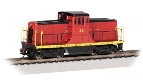 GE 44-Ton Switcher - Sound and DCC - Sound Value -- Strasburg 33 (red, yellow, black), HO, Bachmann Industries 68203