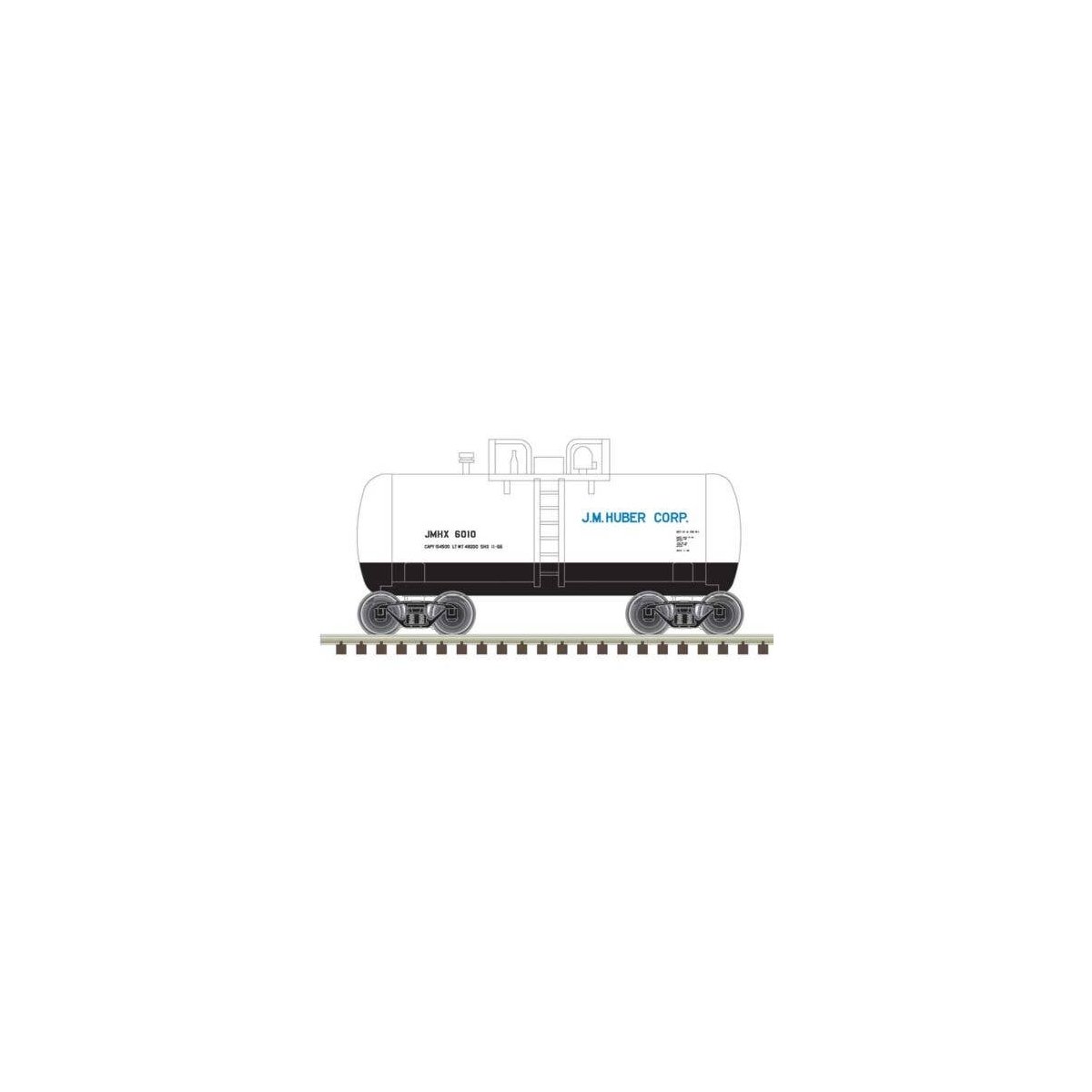 28′ Beer Can Shorty Tank Car - Ready to Run -- JM Huber JMHX 6004 (gray, blue, black), N, Trainman 50006879