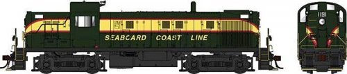 Alco RS3 Phase 2 - Standard DC -- Seaboard Coast Line 1196 (Ex-SAL, green, yellow band), HO, Bowser Manufacturing Co. 25434