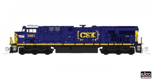 GE ES44AC GEVO - DCC -- CSX 5461 (blue, yellow, Boxcar Logo, Seaboard System Sticker), N, Kato USA Inc 1768963DCC