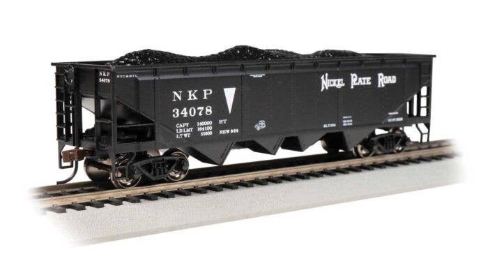 40′ Quad Hopper - Ready to Run - Silver Series(R) -- Nickel Plate 34078 (black), HO, Bachmann Industries 17623