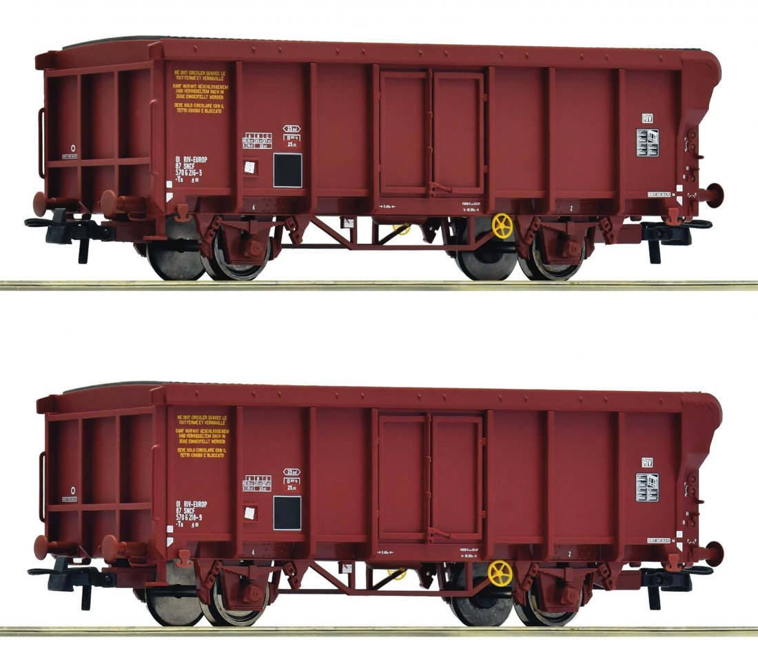 2 piece set: Roll-roof wagons, SNCF, HO, Roco 6600251