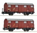 2 piece set: Covered postal wagons, DBP, HO, Roco 6600248