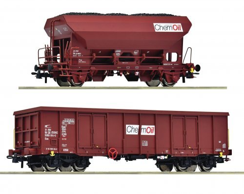 2 piece set: Goods wagons, Chemoil, HO, Roco 6600221