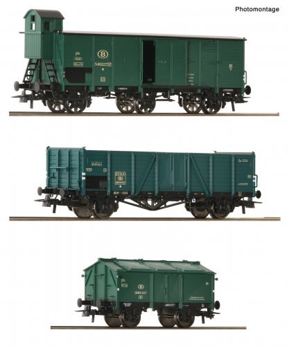 3 piece set: Goods train, SNCB, HO, Roco 6600079
