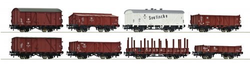 8 piece set: Goods wagons, DR, HO, Roco 67127