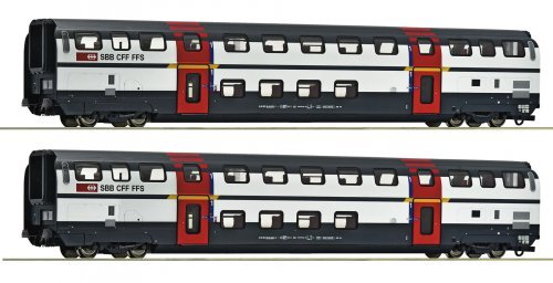 2 piece set: 1st class double-deck coaches, SBB, HO, Roco 6200215