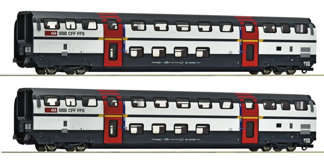 2 piece set: 1st class double-deck coaches, SBB, HO, Roco 6200215