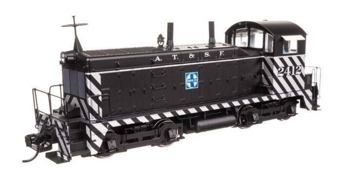 EMD NW2 - Standard DC -- Atchison, Topeka & Santa Fe 2412 (A. T. & S. F. Zebra Scheme, black, whit, HO, WalthersProto 50502