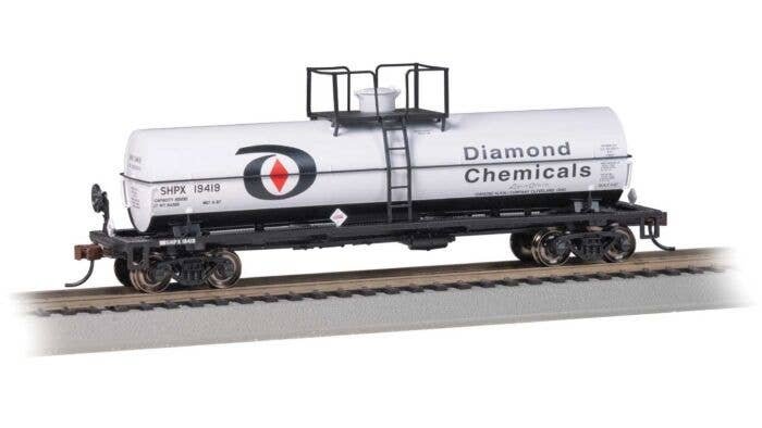 Chemical Tank Car - Ready to Run -- Diamond Chemicals SHPX 19419 (white, black, red), HO, Bachmann Industries 75801
