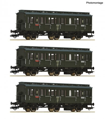3 piece set: Compartment coaches, PKP, HO, Roco 6200100