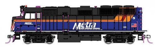 EMD F40PH Commuter Version - Standard DC -- Chicago Metra 149 (2024 Scheme, blue, black, orange, m, HO, Kato USA Inc 376575