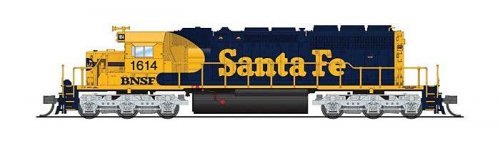 EMD SD40-2 Low Nose - Standard DC - Stealth -- BNSF Railway 1614 (Ex-Santa Fe Warbonnet, , N, Broadway Limited Imports 9480