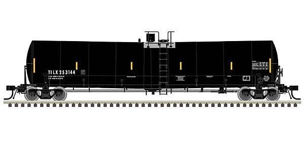Trinity 25,500-Gallon Tank Car - Ready to Run - Master(R) -- Trinity Industries Leasing TILX 253144 (black, white, 2019 Repaint)