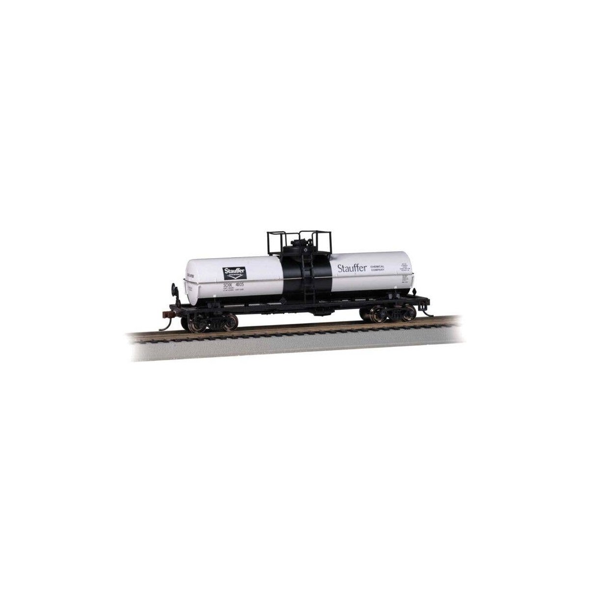 Chemical Tank Car - Ready to Run -- Stauffer Chemicals 41105 (gray, black), HO, Bachmann Industries 75804