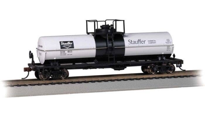 Chemical Tank Car - Ready to Run -- Stauffer Chemicals 41105 (gray, black), HO, Bachmann Industries 75804