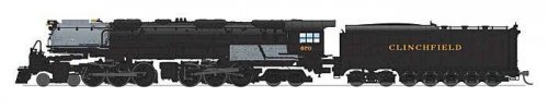 4-6-6-4 Challenger Late Version - Standard DC - Stealth -- Clinchfield 674 (Coal Tender b, N, Broadway Limited Imports 8660