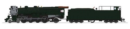 Class M1b 4-8-2 Mountain - Standard DC - Stealth -- Painted, Unlettered (black, graphite,, N, Broadway Limited Imports 8497