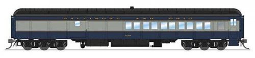 Heavyweight Coach-Baggage-Combine - Ready to Run -- Baltimore & Ohio 1438 (blue, gray, b, HO, Broadway Limited Imports 9741
