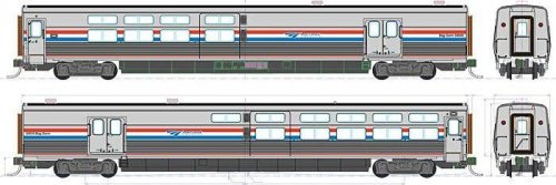 Viewliner II Baggage-Dormitory- Lighted - Ready to Run -- Amtrak 69009 (Phase III silver red, whi, HO, Kato USA Inc 3562421