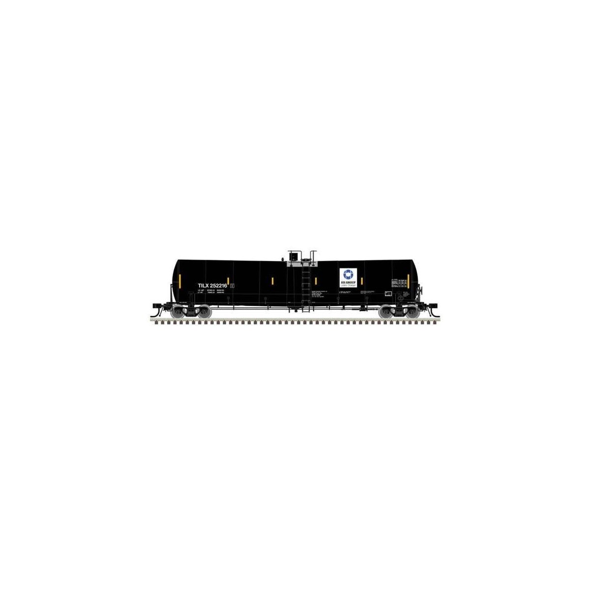 Trinity 25,500-Gallon Tank Car 3-Pack - Ready to Run -- IOI Group TILX 252234, 252244, 252249 (black, white, blue), N, Atlas Mod