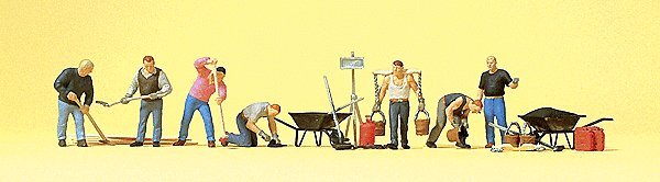 Working People -- Road Workers w/Accessories, HO, Preiser Kg 10546