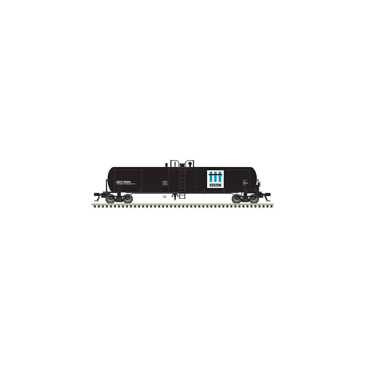 GATX 20,700-Gallon Tank Car - Ready to Run - Master(R) -- Mobay Chemicals GATX 52244 (black, white, blue), N, Atlas Model Railro