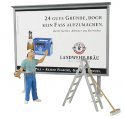 Working People -- Worker On Ladder, Putting Up Poster, Accessories, G, Preiser Kg 45126